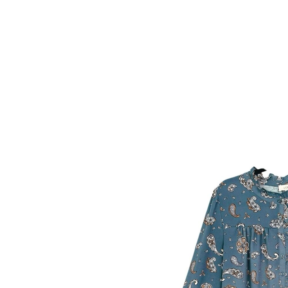 Loft Paisley Ruffle Henley Blouse - Picture 2 of 5